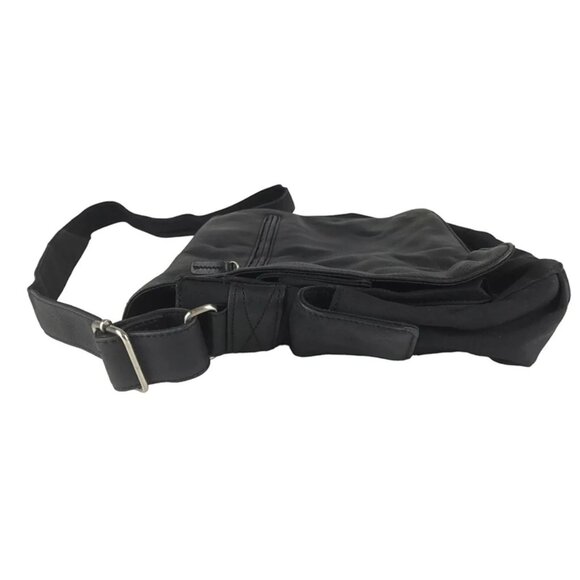 Fossil Unisex Adult Black Leather Flap Adjustable Strap Crossbody Bag Size L - Picture 10 of 10
